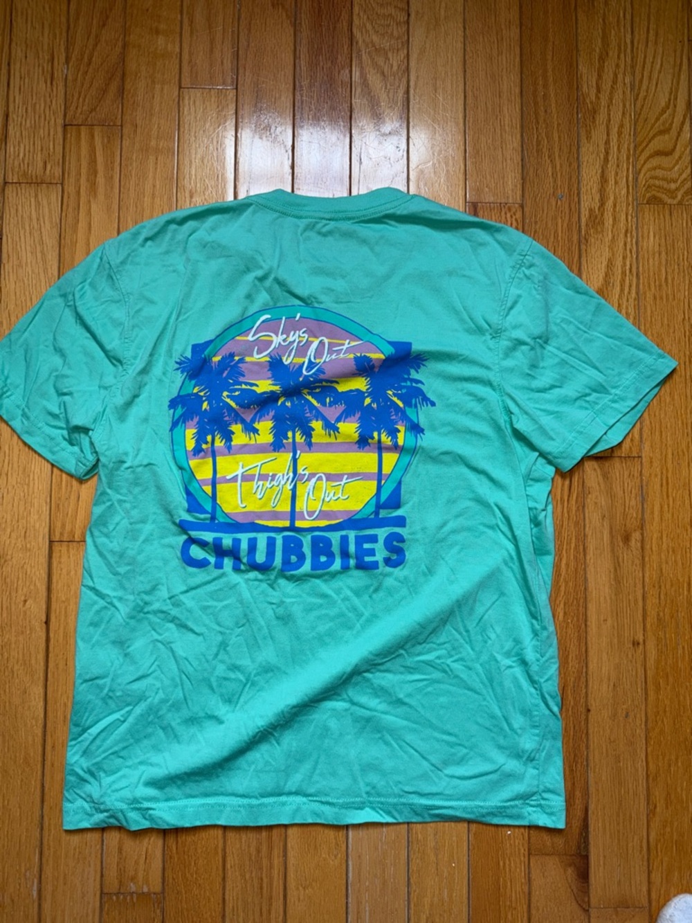 Chubbies Teal Sunset Palm Graphic Tee